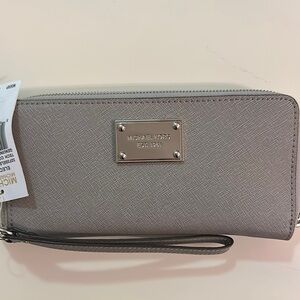 Michael Kors Gray Saffiano Leather Wallet